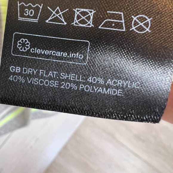 H&M Top Womens Size Medium Gray, White and Neon Yellow Divided Striped Ribbed - Picture 9 of 11